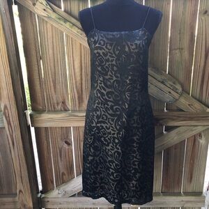 Laces Sleeveless Slip Style Dress Black Damask Semi Sheer Pattern Size 6